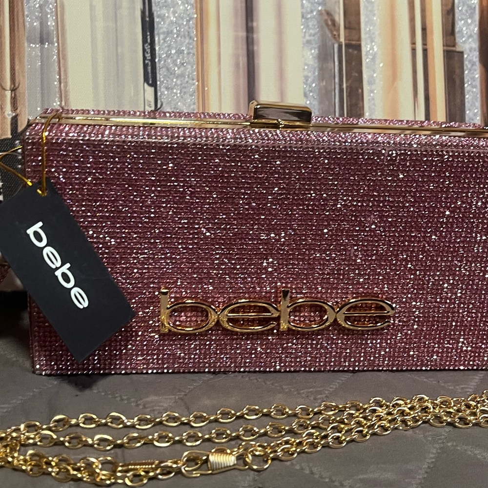 Bebe Pink Glitter Clutch
